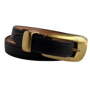 Vintage Coach Leather Belt Womens Small Black Brass Buckle USA Chic Minimalist